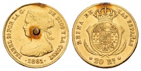 Elizabeth II (1833-1868). 20 reales. 1861. Madrid. (Cal-672). Au. 1,66 g. Welding on obverse. Almost VF. Est...90,00. /// SPANISH DESCRIPTION: Isabel ...