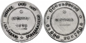 Cantonal Revolution. 5 pesetas. 1873. Cartagena (Murcia). (Cal-tipo 6). Ag. 29,09 g. Not matching. Scratches. Cleaned. VF. Est...180,00. /// SPANISH D...
