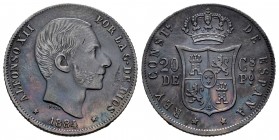 Alfonso XII (1874-1885). 20 centavos. 1884. Manila. (Cal-110). Ag. 4,95 g. Knock on obverse. Dark patina. Choice VF. Est...120,00. /// SPANISH DESCRIP...