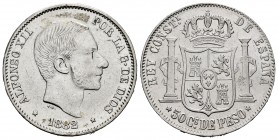 Alfonso XII (1874-1885). 50 centavos. 1882/0. Manila. (Cal-116). Ag. 12,97 g. Cleaned. Choice VF. Est...35,00. /// SPANISH DESCRIPTION: Alfonso XII (1...