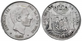 Alfonso XII (1874-1885). 50 centavos. 1883. Manila. (Cal-120). Ag. 12,87 g. Cleaned. VF. Est...25,00. /// SPANISH DESCRIPTION: Alfonso XII (1874-1885)...