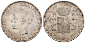 Alfonso XIII (1886-1931). 1 peso. 1895. Puerto Rico. (Cal-128). Ag. 24,90 g. Minor nicks. Rare. Choice VF. Est...500,00. /// SPANISH DESCRIPTION: Alfo...