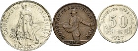 Spanish Civil War (1936-1939). 1937. Serie completa de tres vaolres, 50 céntimos, 1 peseta, 2 pesetas. Choice VF/Almost XF. Est...50,00. /// SPANISH D...