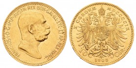 Austria. Franz Joseph I. 10 crowns. 1909. (Km-2816). Au. 3,38 g. XF. Est...150,00. /// SPANISH DESCRIPTION: Austria. Franz Joseph I. 10 crowns. 1909. ...