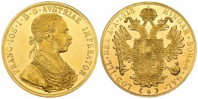 Austria. Franz Joseph I. 4 ducats. 1915. (Km-2276). Au. 13,97 g. Minimal hairlines on obverse. Official re-struck. PR. Est...600,00. /// SPANISH DESCR...