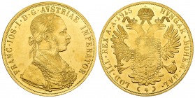 Austria. Franz Joseph I. 4 ducats. 1915. (Km-2276). Au. 13,75 g. Official re-struck. AU. Est...550,00. /// SPANISH DESCRIPTION: Austria. Franz Joseph ...