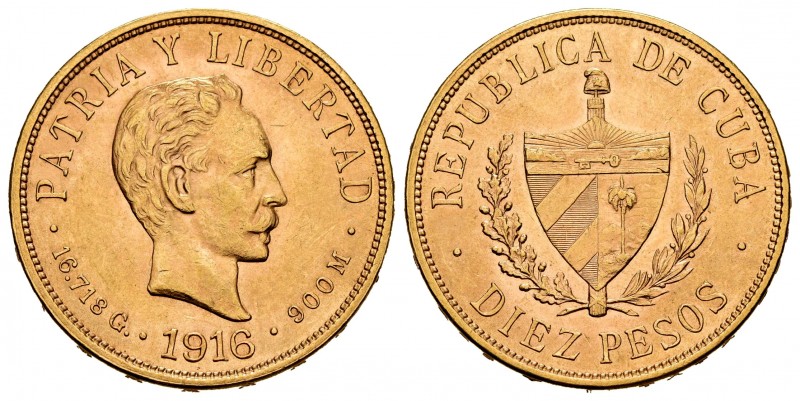 Cuba. 10 pesos. 1916. (Km-20). (Fried-3). Au. 16,72 g. AU. Est...650,00. /// SPA...