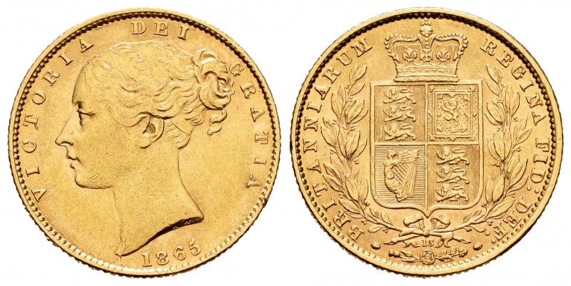 United Kingdom. Victoria Queen. 1 sovereign. 1865. (Km-736.2). (Fried-387i). Au....
