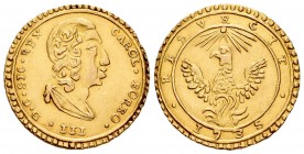Italy. Karl III. Gold Oncia. 1735. Palermo. (Mir-548). Au. 4,46 g. Defect on obverse and small test mark on edge, otherwise attractive specimen. Scarc...
