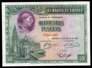 500 pesetas. 1928. Madrid. (Ed 2017-356). August 15, Cardinal Cisneros. Without serie. UNC. Est...75,00. /// SPANISH DESCRIPTION: 500 pesetas. 1928. M...