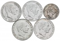 Lote de 8 monedas de Alfonso XII, 20 centavos 1881, 1882, 1883, 1885 y 10 centavos 1885, todas de Manila. A EXAMINAR. Almost VF/Choice VF. Est...100,0...