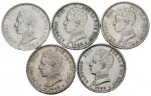 Lote de 5 monedas de 2 pesetas 1905. A EXAMINAR. Almost XF/AU. Est...70,00.