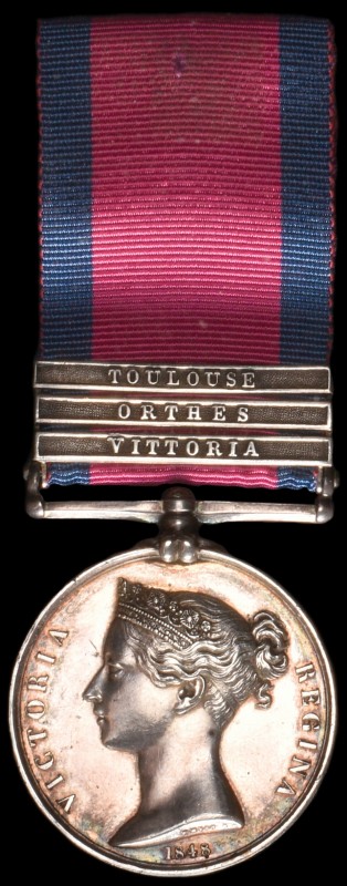 *Military General Service, 1793-1814, 3 clasps, Vittoria, Orthes, Toulouse (Jame...