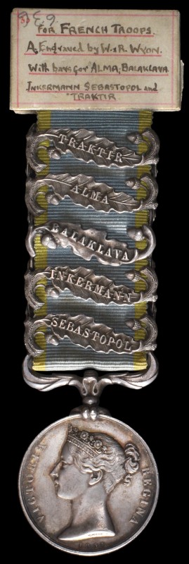 *Crimea, 1854-56, as issued to French forces, 5 clasps, (from top to bottom) Tra...