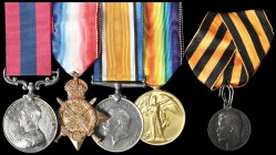A Great War D.C.M. and Posthumous Russian Medal of the Order of St George Group of 5 awarded to Rifleman Albert Moore, 1st Battalion, Rifle Brigade, w...
