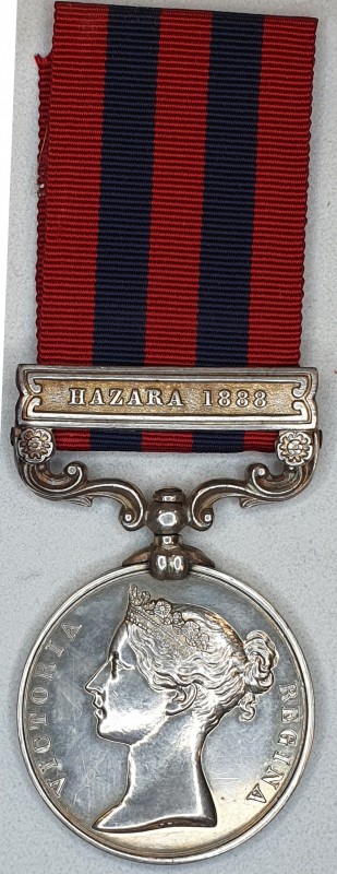 India General Service, 1849-95, single clasp Hazara 1888 (21118 Corpl. F. Howard...