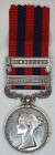 India General Service, 1849-95, 2 clasps North West Frontier, Umbeyla (365. Gunr. W. Scullion, C. By. 19th Bde. R.A.), edge bruise very fine
Estimate...