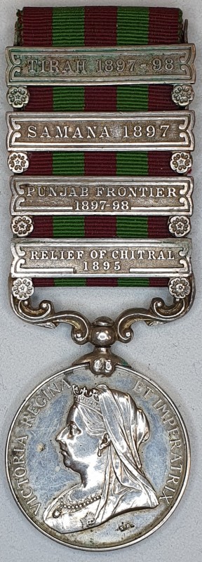 India General Service, 1895-1902, 4 clasps, Relief of Chitral 1895, Punjab Front...