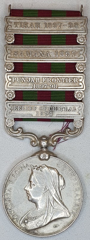 India General Service, 1895-1902, 4 clasps, Relief of Chitral 1895, Punjab Front...