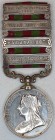 India General Service, 1895-1902, 4 clasps, mounted thus: Punjab, Frontier 1897-98, Samana 1897, Tirah 1897-98, Relief of Chitral 1895 (1619 Sepoy Lal...
