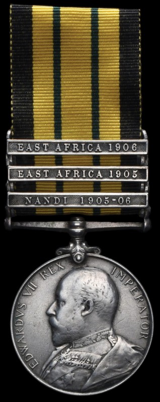 *Africa General Service, 1902-56, E.VII.R., in silver, 3 clasps, Nandi, East Afr...