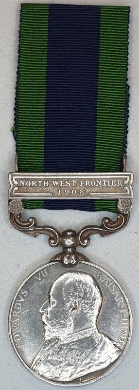 India General Service, 1908-35, single clasp North West Frontier 1908 (7781 Pte....