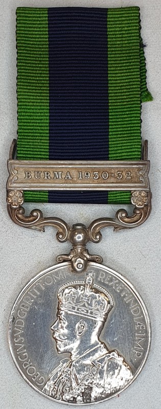 India General Service, 1908-35, single clasp Burma 1930-32 (3521715 Pte. J. E. P...