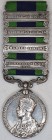 India General Service, 1908-35, 4 clasps, Afghanistan N.W.F. 1919, Mahsud 1919-20, Waziristan 1919-21, Waziristan 1921-24 (3794 Sep Tuk Aram Ghauhan, ...