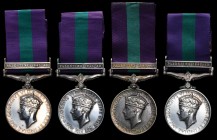 General Service, 1918-62, single clasp, Palestine 1945-48 (4) (5126947 Pte. E. F. Hunt. Warwick.) and (19082084 Gnr. M. Kelly. R.A.) and (21004738 Spr...