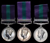 General Service, 1918-62, G.VI.R., single clasp, Malaya (3) (4699745 Pte. H. Hartley. KOYLI.) and (2803245 L.A.C.W. J. M. Pibworth. W.R.A.F.) and (403...
