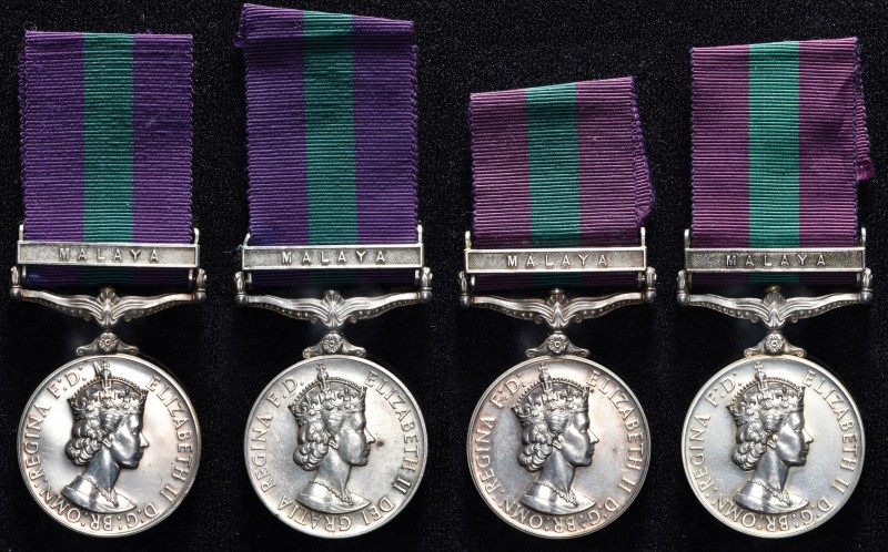 *General Service, 1918-62, E.II.R., single clasp, Malaya (4) (23108384 Tpr. W. M...