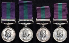 *General Service, 1918-62, E.II.R., single clasp, Malaya (4) (23108384 Tpr. W. Marshall 15/19 H) and (23500260 Pte. T. Brennen. K.O.S.B. (Replacement....