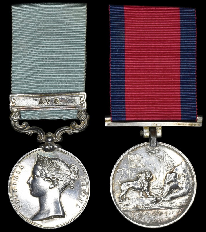 A First Burma War Pair awarded to Lieutenant and Adjutant Nathaniel Hobart, Firs...