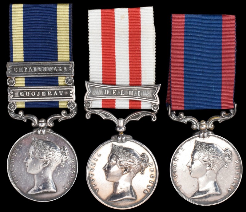 *A Sutlej, Punjab and Mutiny Trio awarded to Private James Mulligan 9th Lancers,...