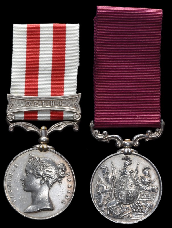 An Indian Mutiny and Army L.S.G.C. Pair awarded to Corporal Thomas Lewis, 6th Dr...