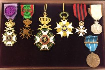 Belgium Order of Leopold, Bilingual issue, post 1951, Commander’s neck badge and Knight’s breast badge, both in gilt and enamels; Order of the Crown, ...