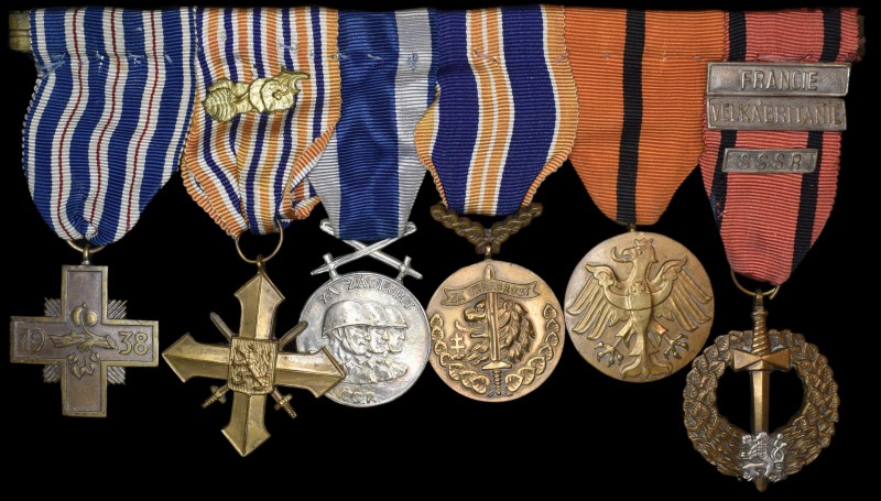 Czechoslovakia, Mounted Group of Six, National Guard Cross 1938, War Cross 1939,...