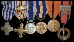 Czechoslovakia, Mounted Group of Six, National Guard Cross 1938, War Cross 1939, with linden leaf riband bar, Military Merit medal, in silver, London ...