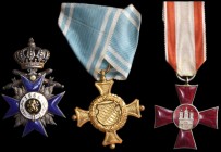 Germany, Bavaria, Order of Military Merit, Fourth Class cross, with Crown and Swords, suspension ring lacking; Military Long Service Cross, Second Cla...