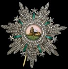 *Iran, Order of the Lion and Sun, Second Class breast star, by Boulanger, Paris, late 19th century, in silver and enamels, with stars between rays, 78...