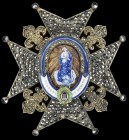 *Spain, Order of Carlos III, Grand Cross breast star, by Lemaitre, Paris, late 19th century, in silver-gilt and enamels, rays, lis and part of the cen...