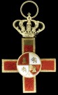 Spain, Order of Military Merit, type II, without Bourbon shield and MM on reverse (1873-76), First Class cross for war time merit, in silver-gilt and ...