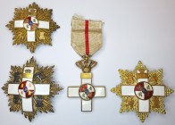 Spain, Order of Military Merit, type 4, First Class cross, in silver and white enamel for peace time merit; Franco issue, Third Class star, in silver,...