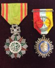 Tunisia, Order of Nishan al Iftikhar, Mohammed III as-Sadiq issue, Knight’s breast badge; Venezuela, Order of the Bust of Bolivar, Officer’s breast ba...