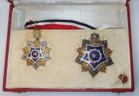 Egypt, Order of Merit, UAR issue, by Bichay, Grand Commander’s Second Class set of insignia, comprising neck badge, in silver, gilt and enamels, 59mm,...