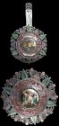 *Hejaz, Order of An Nahda, Type I, First Class set of insignia, comprising neck badge in silver, gilt and enamels, with flag suspension, 50.5mm, and b...