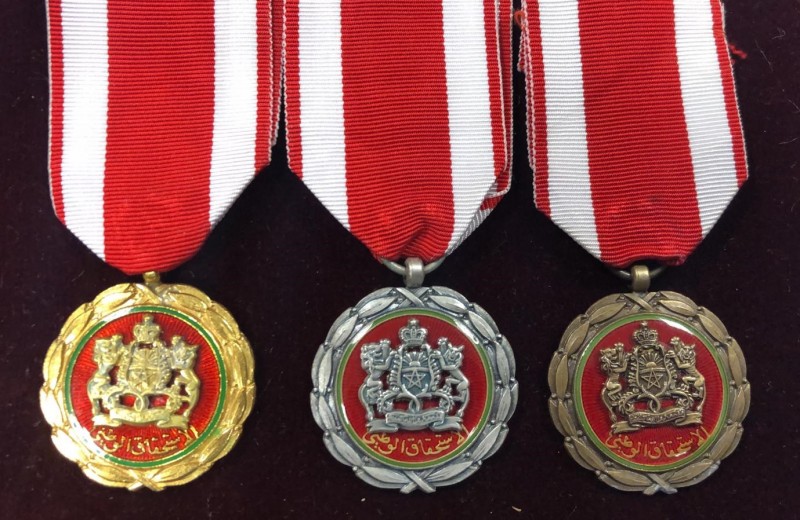 Morocco, National Merit Medal (3), First, Second and Third Class medals, all by ...
