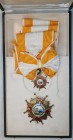 Spain, Order of Isabella the Catholic, Franco issue, Grand Cross set of insignia, comprising sash badge,43.5mm, and breast star, in silver-gilt and en...