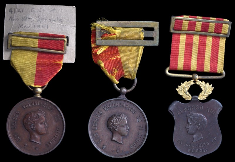 Spain, Luzon Campaign medal 1896-97 (2), Philippines Campaign medal 1896-98, goo...