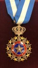 Tajaorah, Order of Nichan el-Anouar, Commander’s neck badge, in silver, gilt and enamels, 64mm, with crown suspension above, and original neck ribbon,...